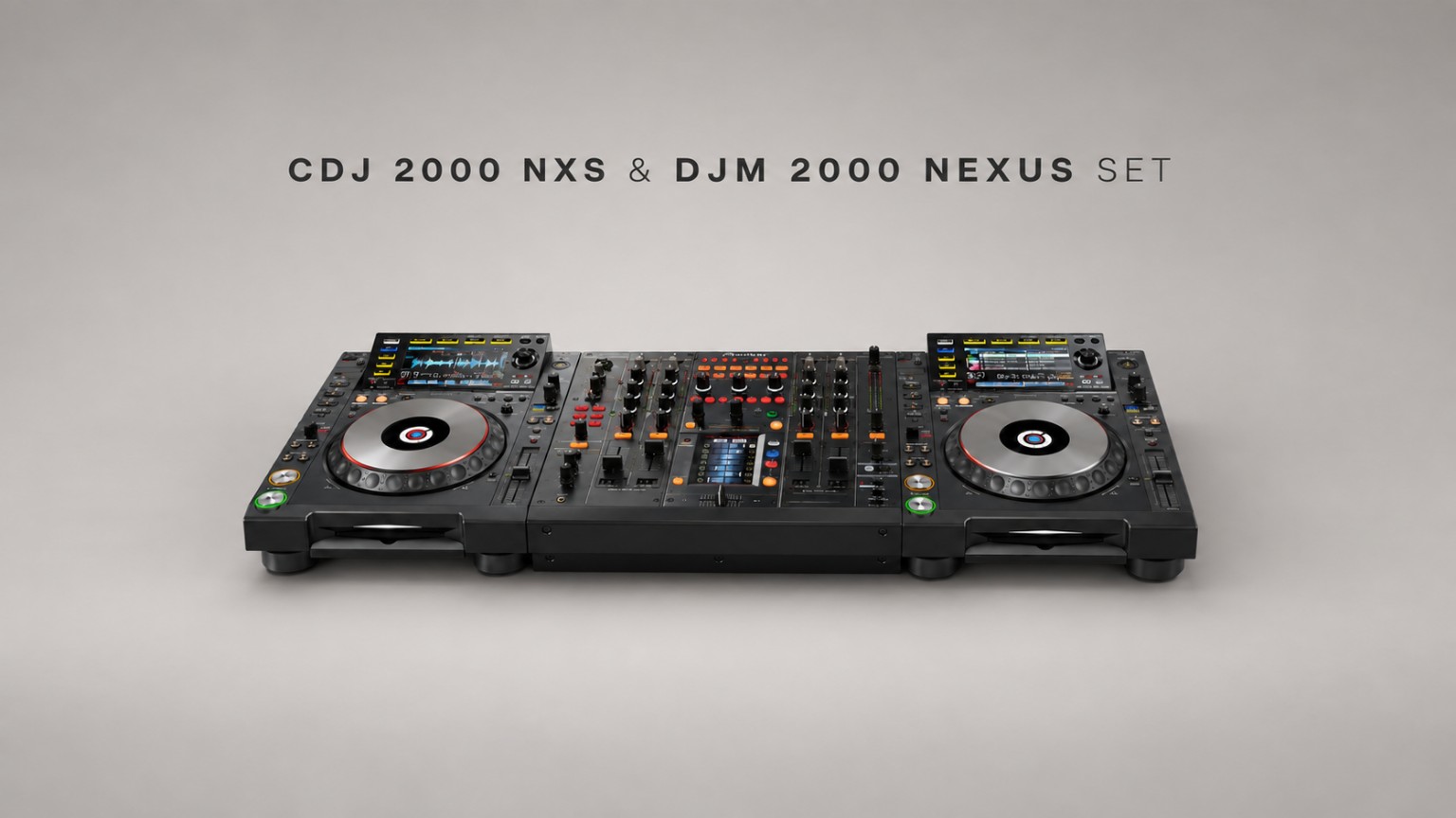 Pioneer-set met twee CDJ-2000 Nexus-spelers en een DJM-2000 Nexus-mixer